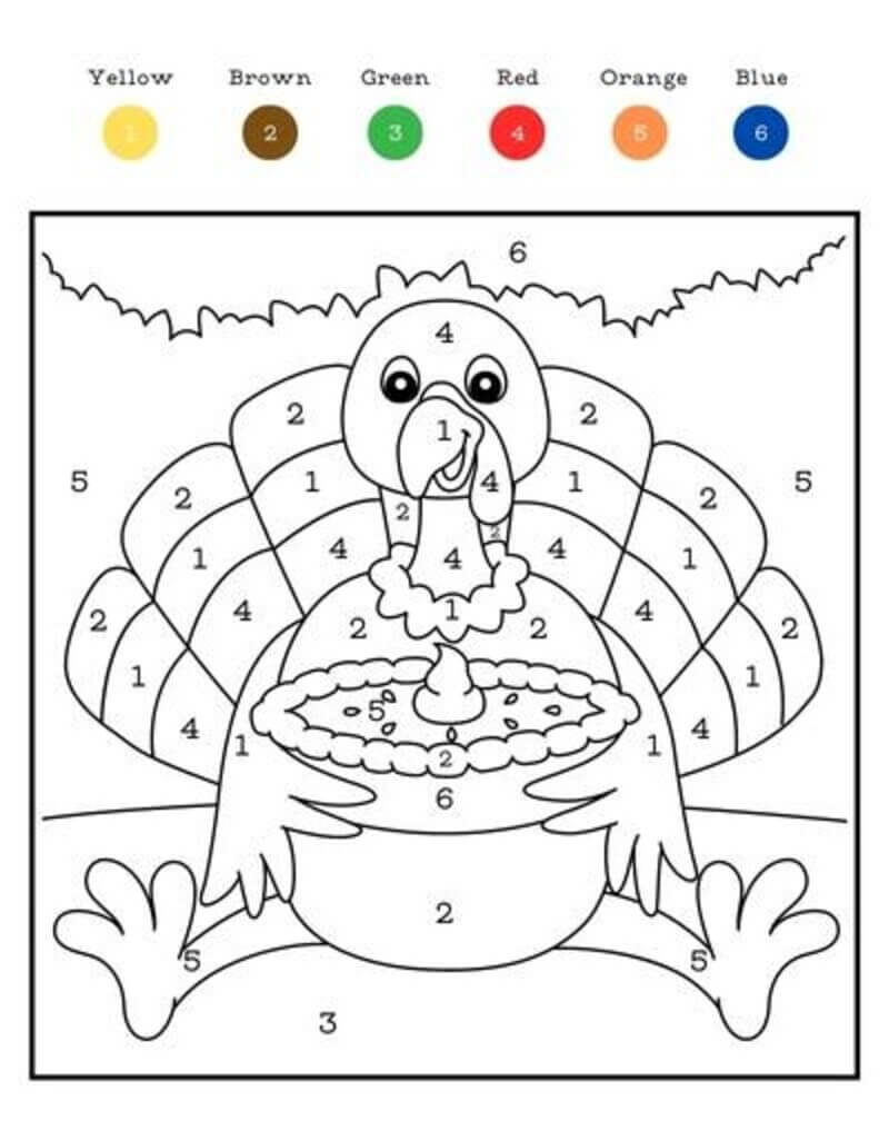 Turkey with cake color by number Color By Number