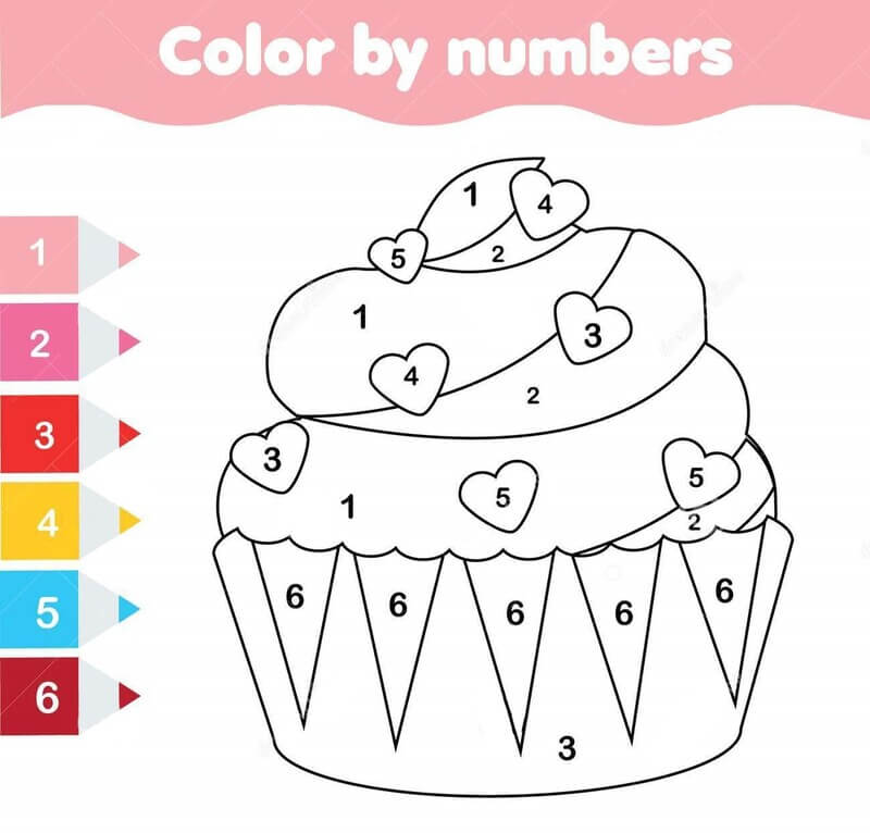 Valentine cake color by number Color By Number