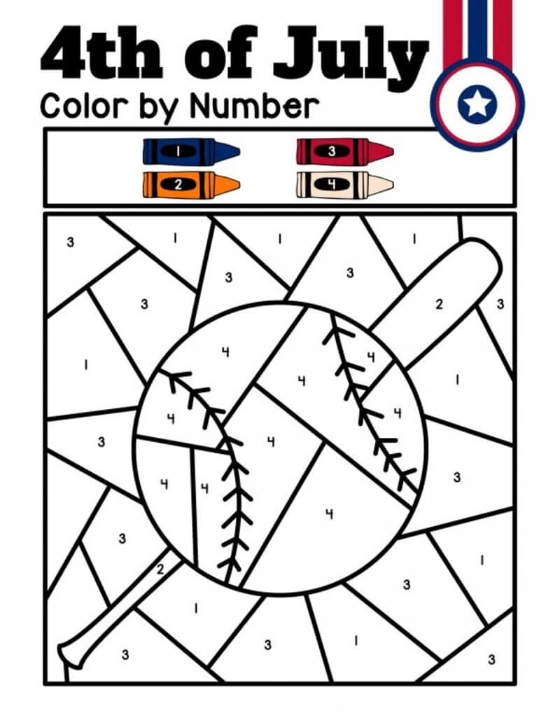 4th of July ball color by number Color By Number