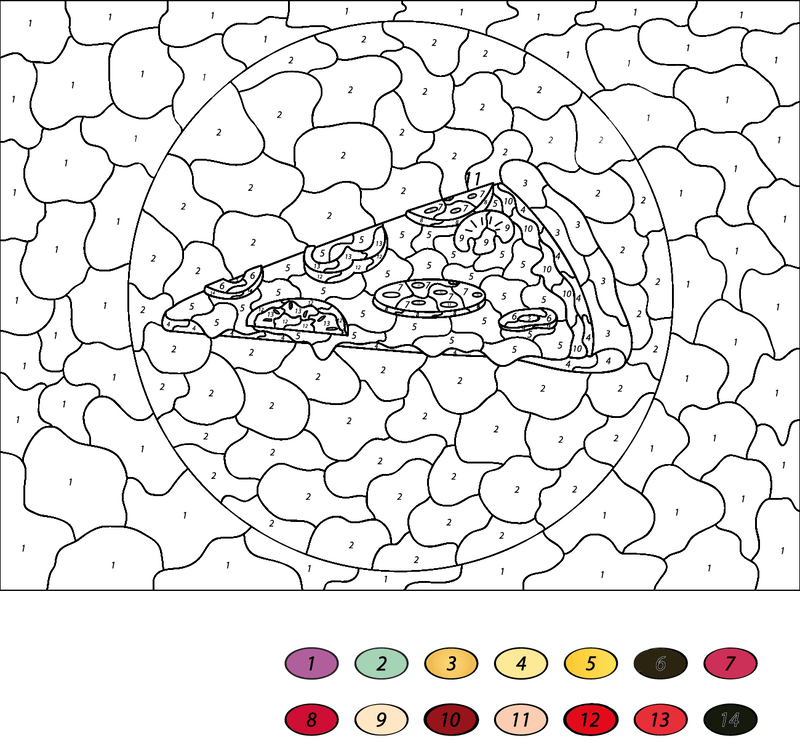 A Piece of pizza color by number