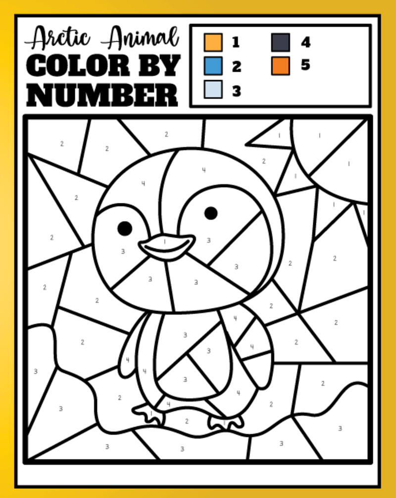 Arctic Penguin color by number
