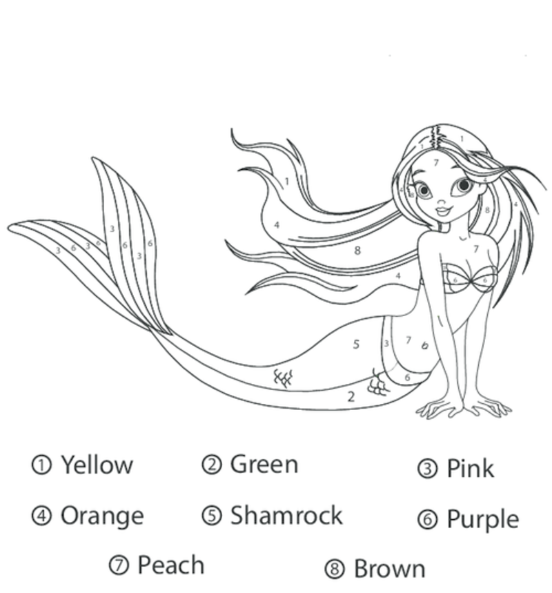 Beauty Mermaid color by number