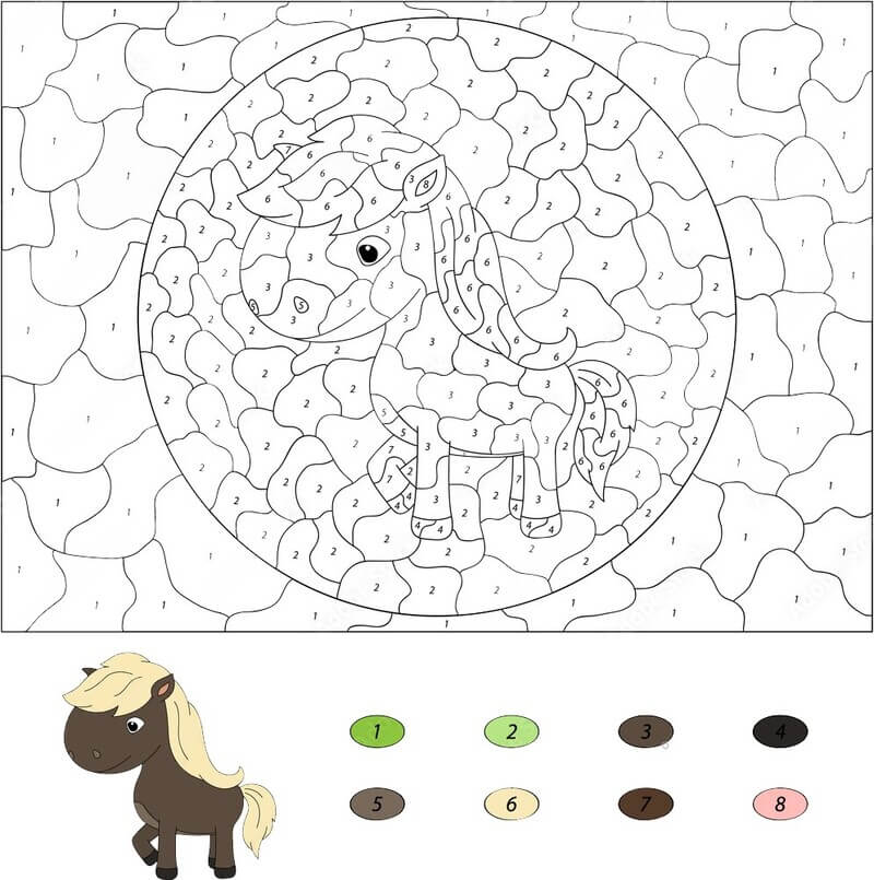 Brown Horse color by number