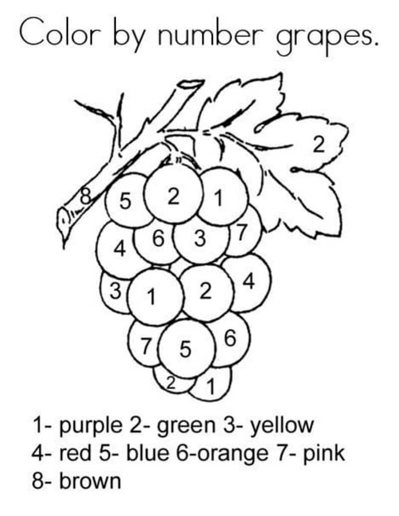Bunch of grapes color by number