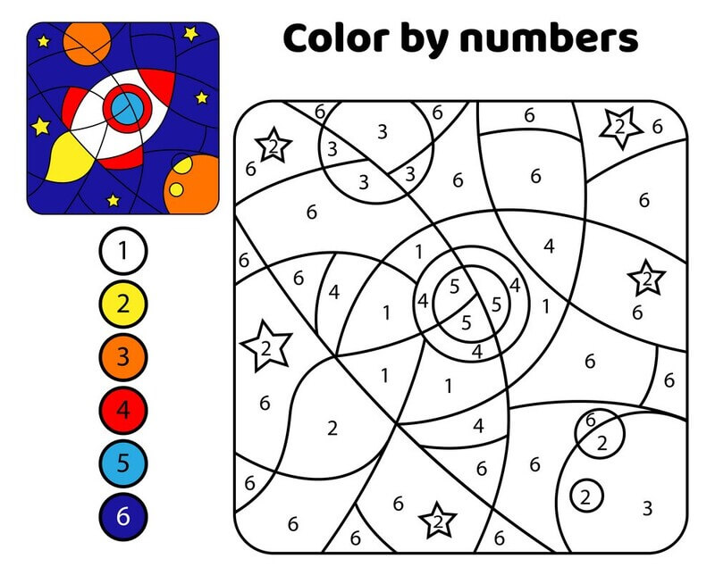 Cartoon Rocket color by number