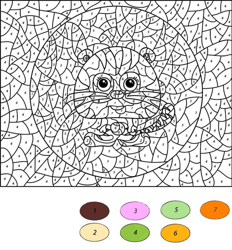 Cartoon Tiger color by number Color By Number