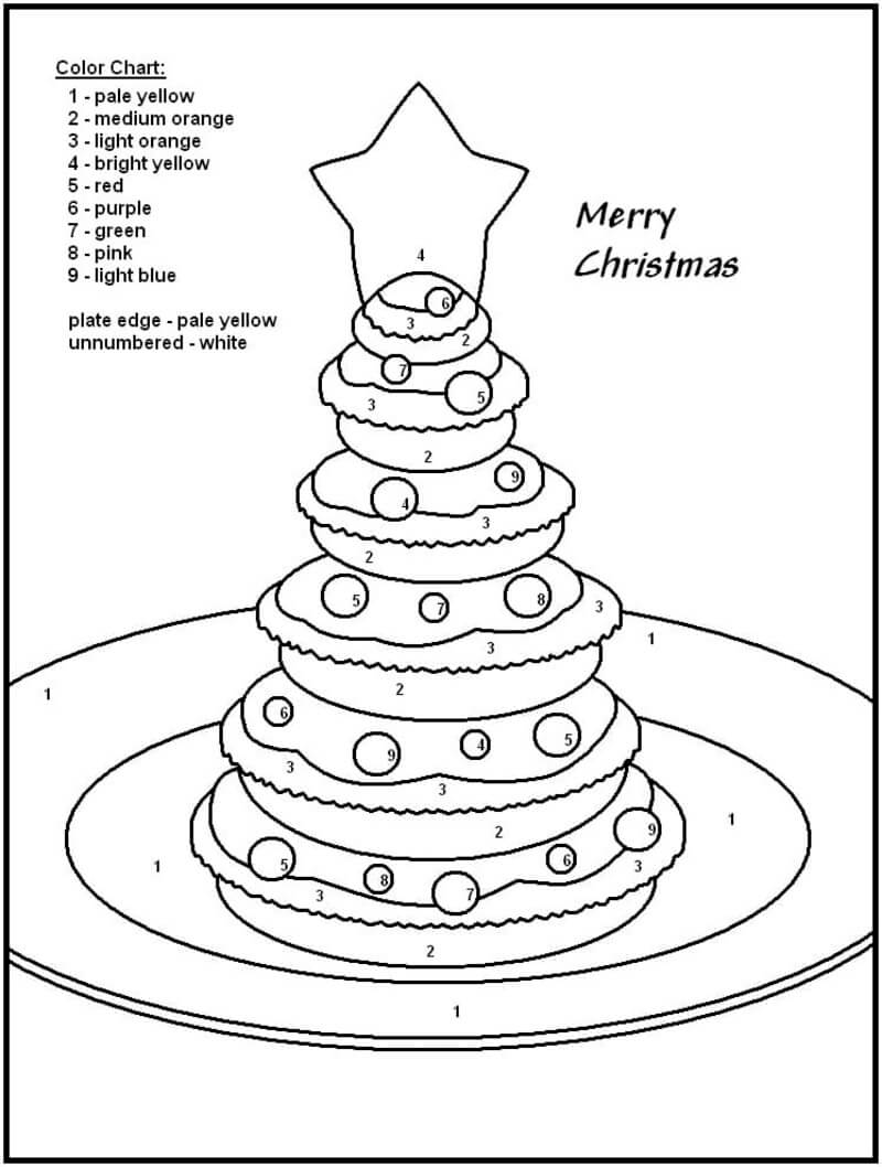 Christmas Cake color by number