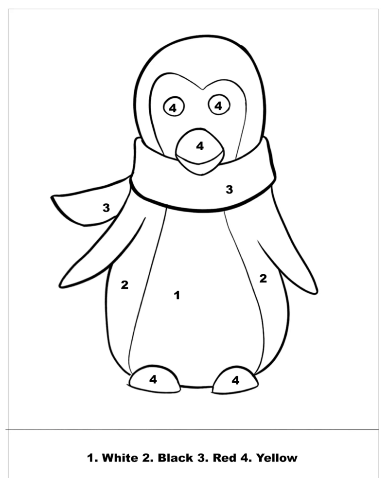 Easy Penguin color by number Color By Number