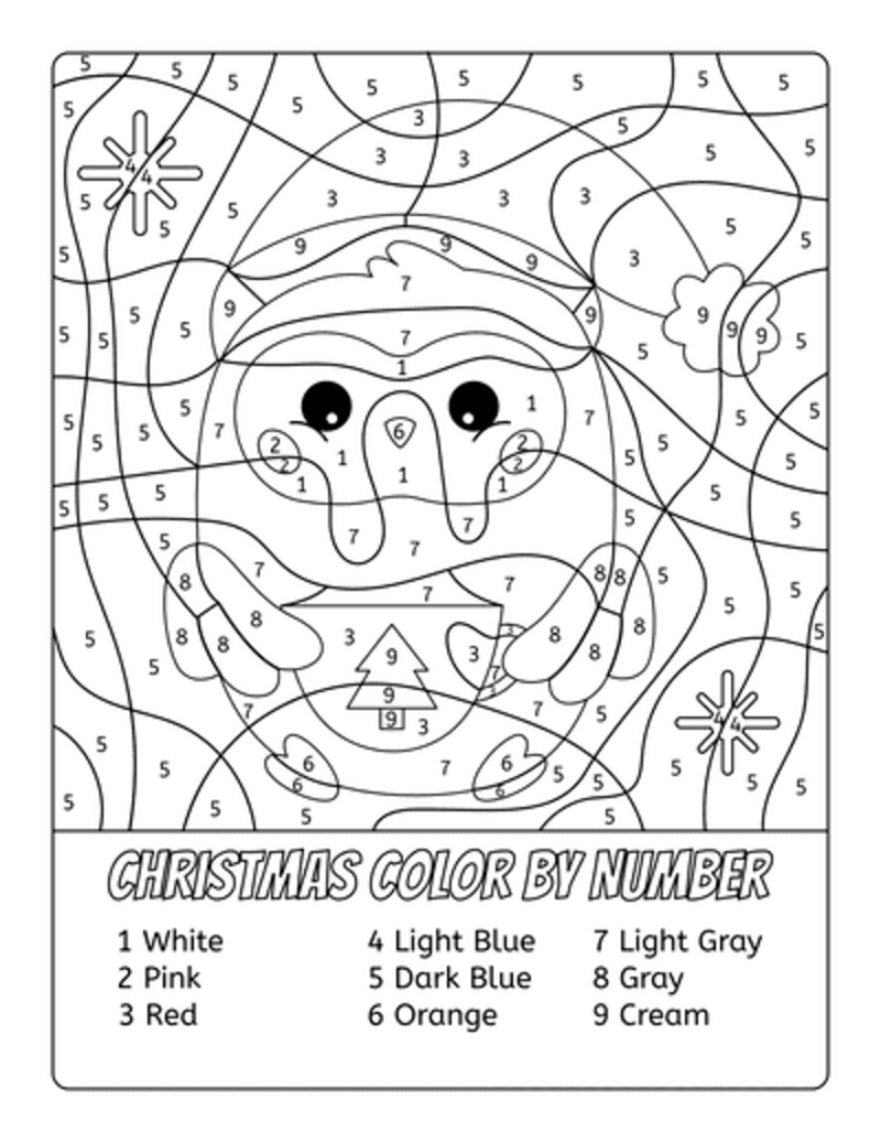 Free Christmas Penguin color by number Color By Number