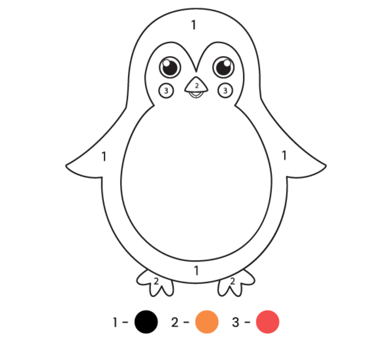 Free Printable Penguin color by number