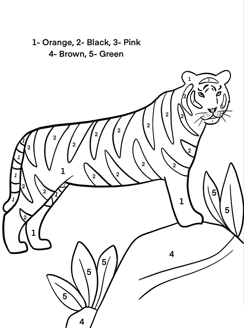 Free Tiger color by number
