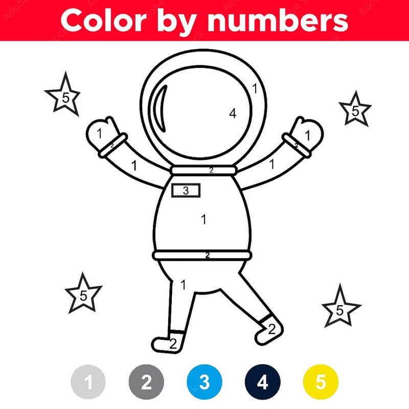 Funny austronaut color by number
