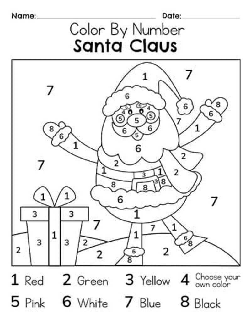 Funny Santa color by number Color By Number
