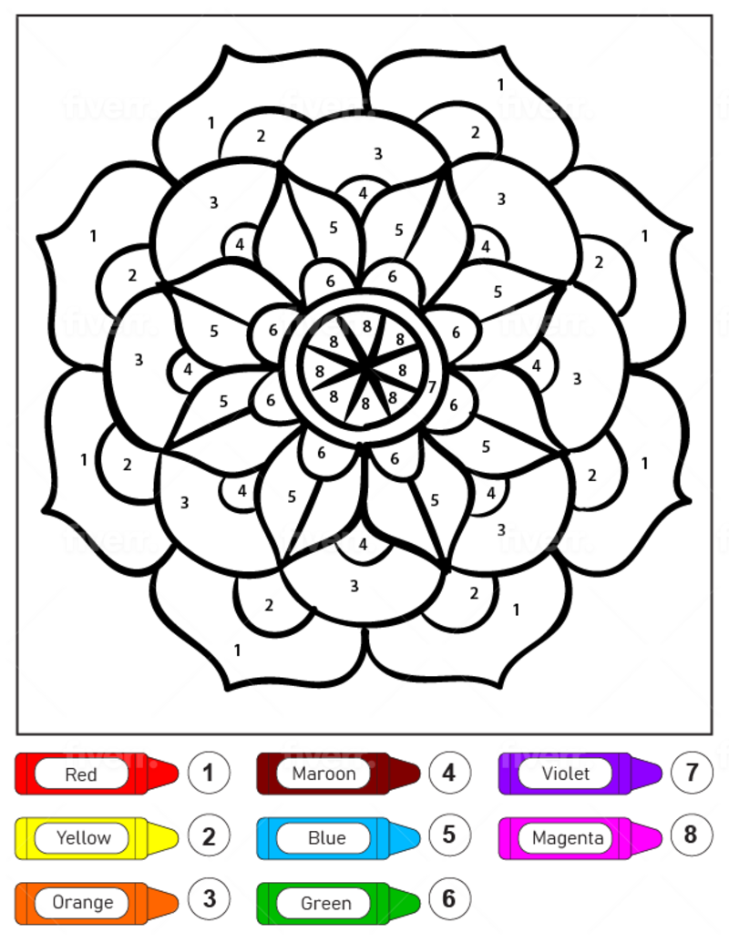 Good Mandala color by number