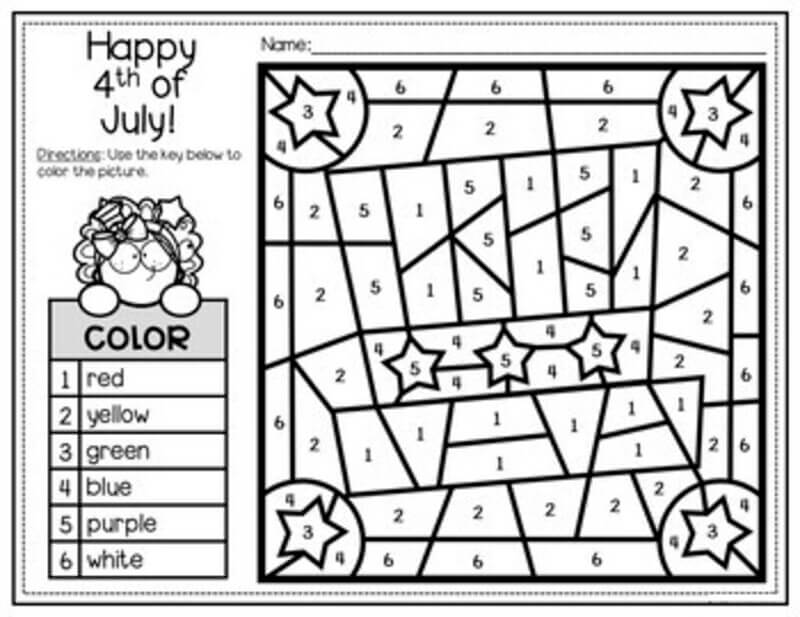 Happy 4th of July color by number