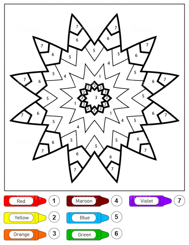 How to draw Mandala color by number