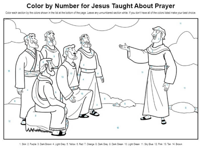 Jesus taught about prayer color by number