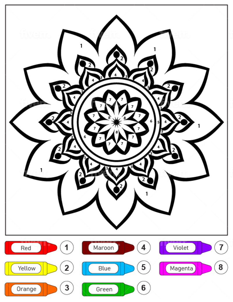 Lovely Mandala color by number