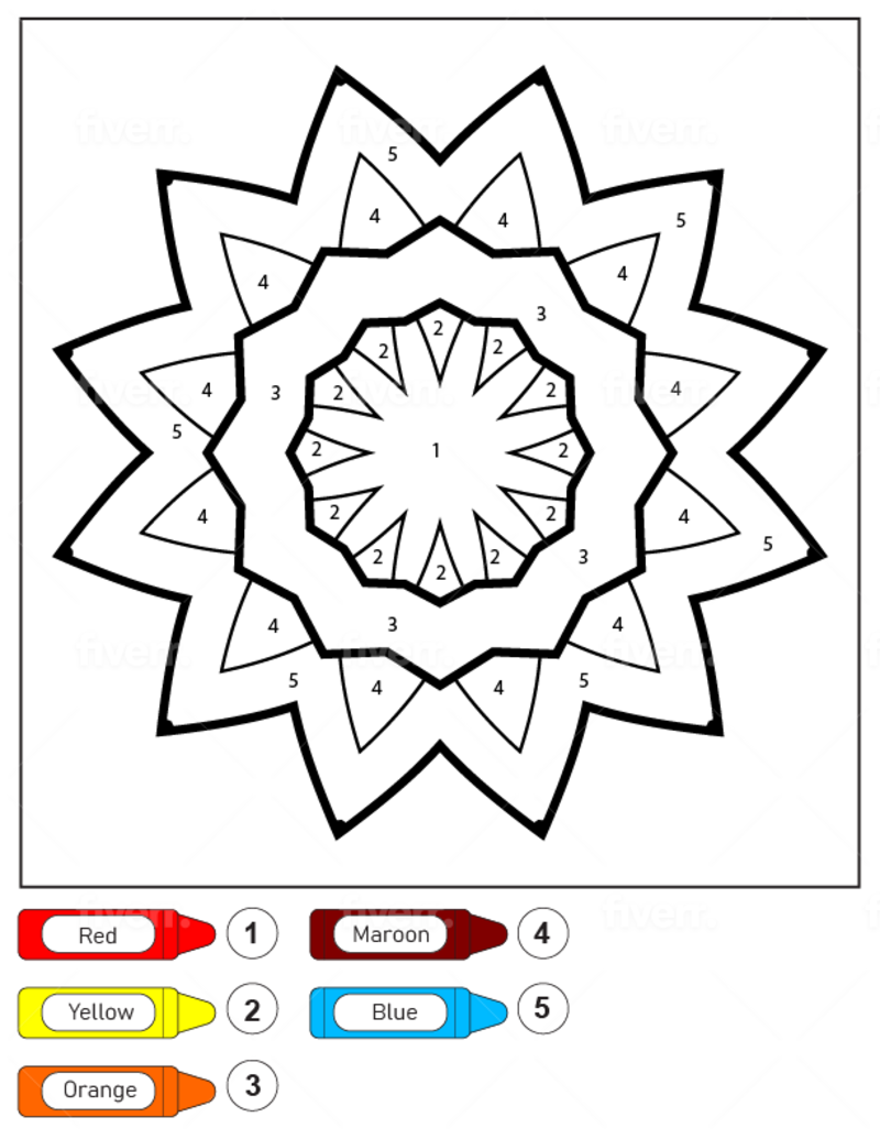 Mandala Flower Pattern for Kids color by number Color By Number