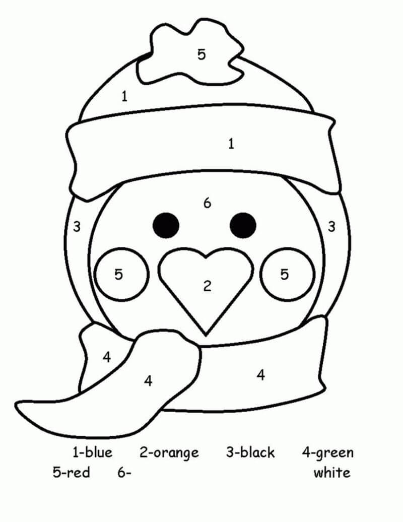 Penguin face color by number - Download, Print Now!