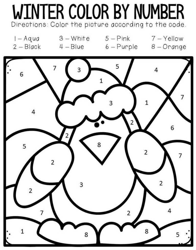 Penguin for kid color by number