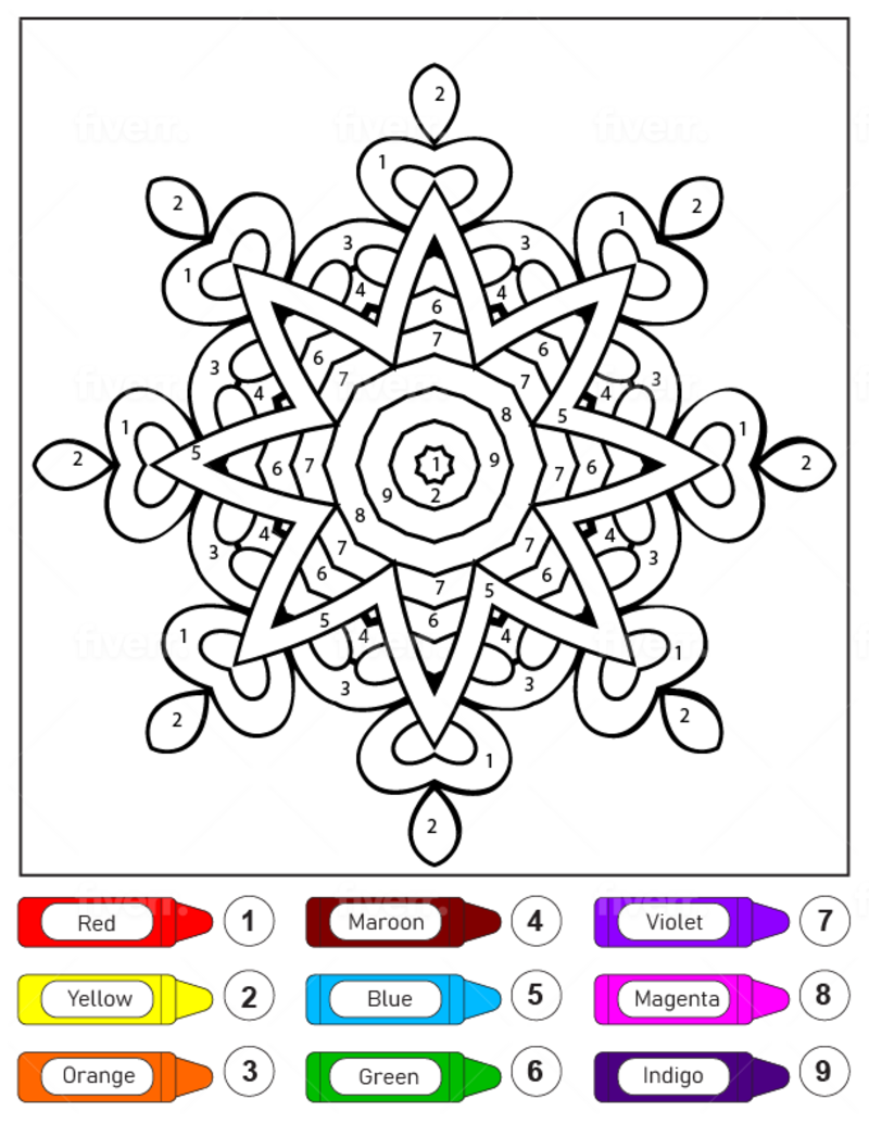 Pretty Star Mandala color by number Color By Number