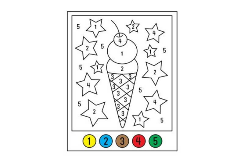 Small ice cream color by number