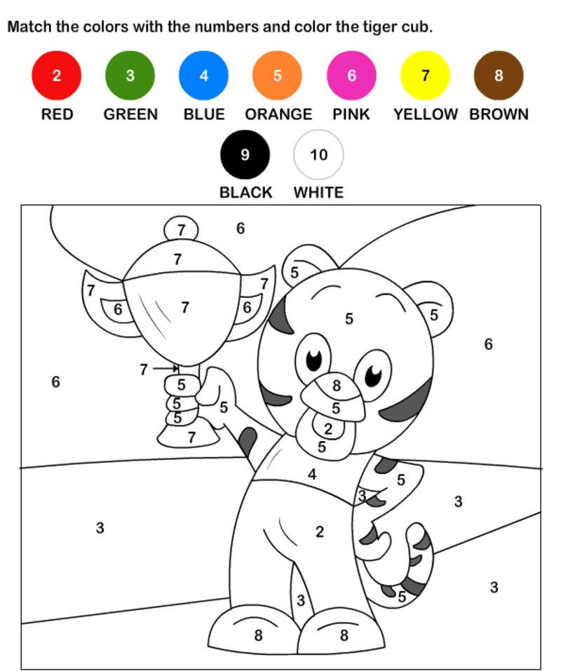 The Tiger Cub color by number Color By Number