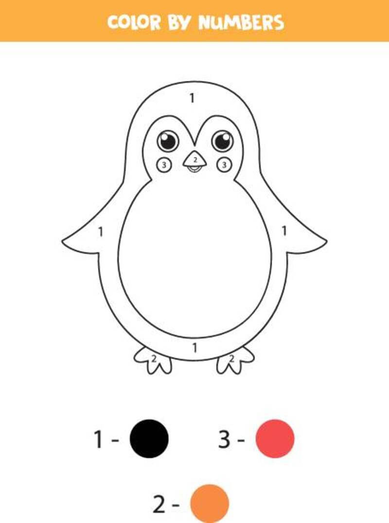 Tiny Penguin color by number Color By Number