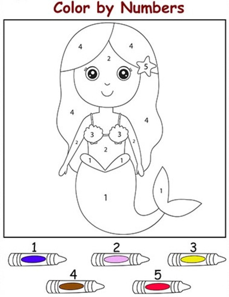 Very Easy Mermaid color by number