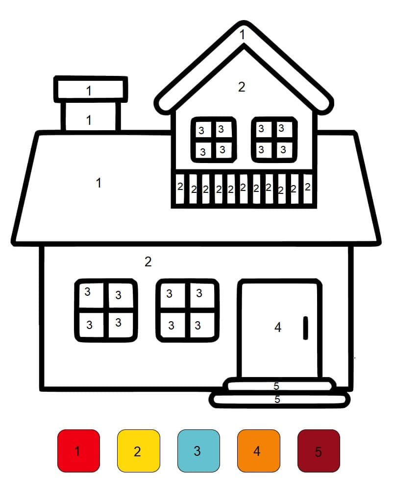 Basic Simple House Color By Number