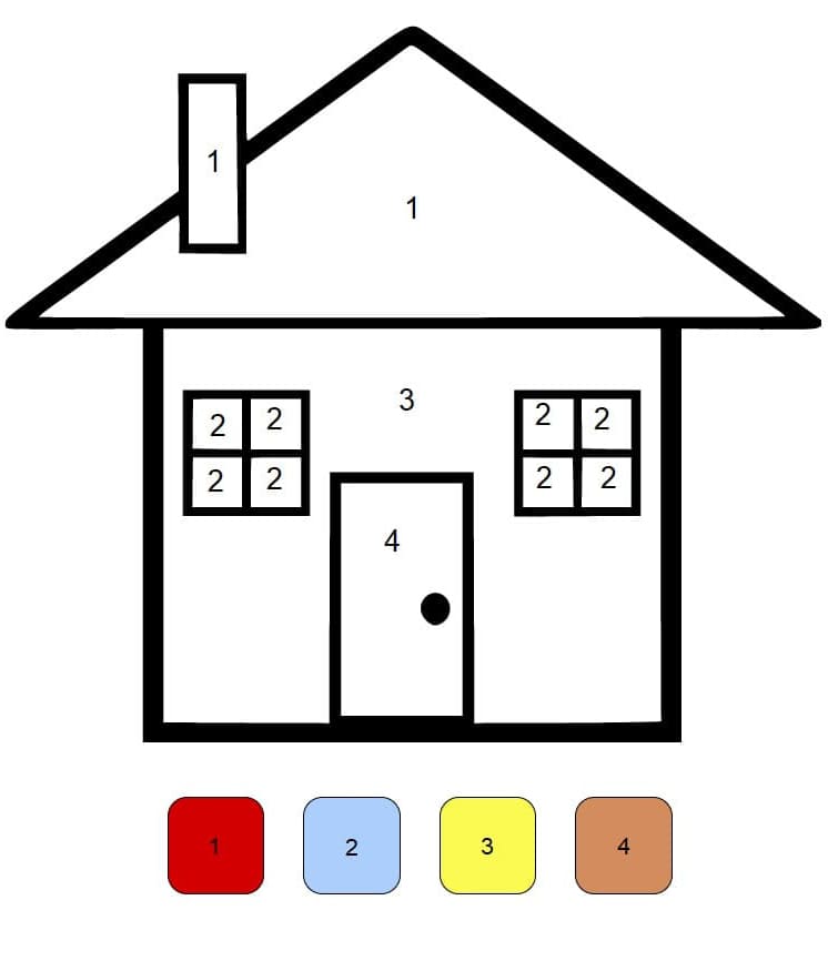 Easy Simple House Color By Number