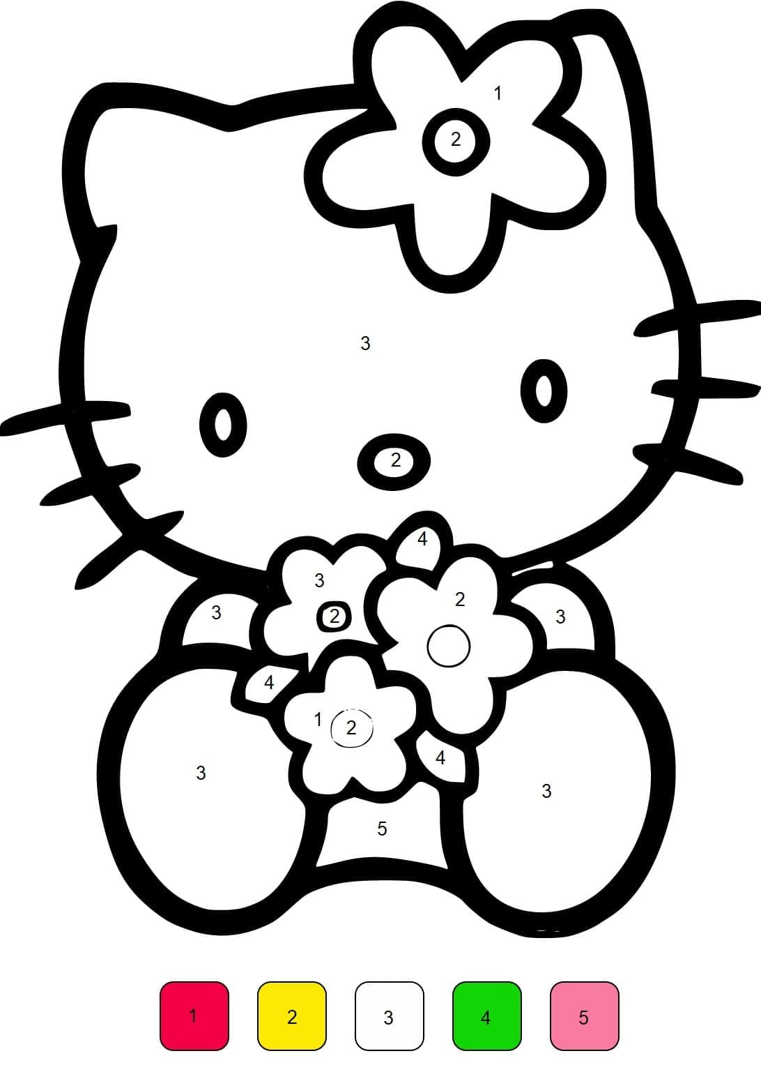 Free Printable Hello Kitty Color By Number Color By Number