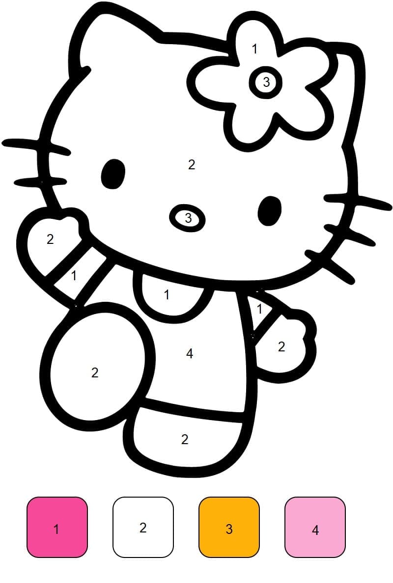 Friendly Hello Kitty Color By Number Color By Number