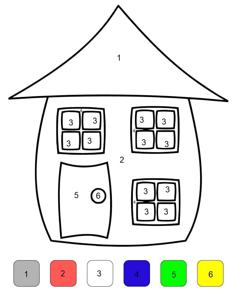 Fun Simple House Color By Number