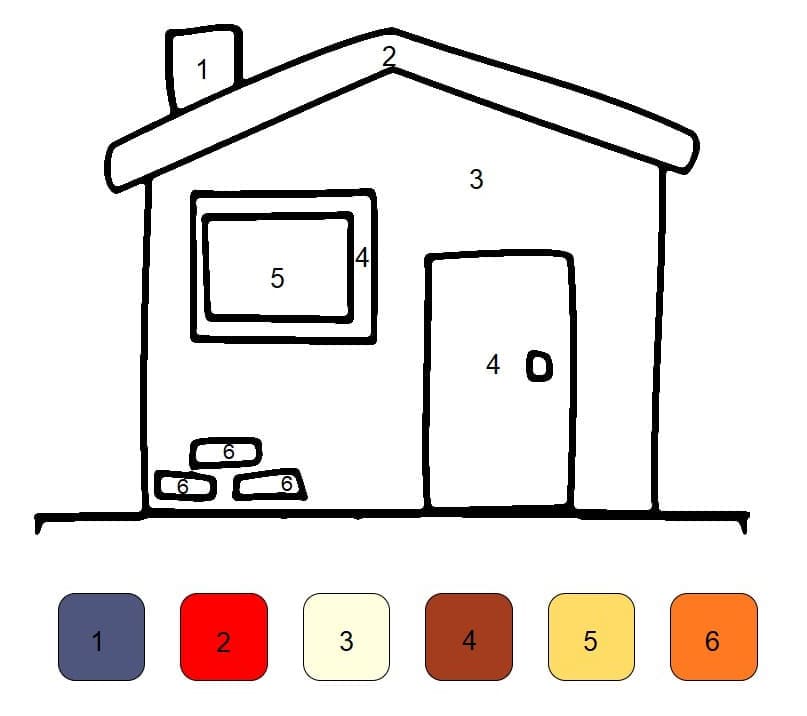 Funny Simple House Color By Number