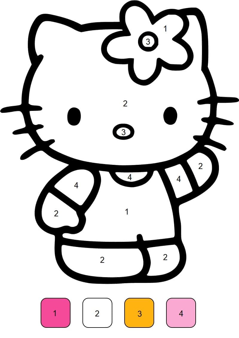 Simple Hello Kitty Color By Number Color By Number