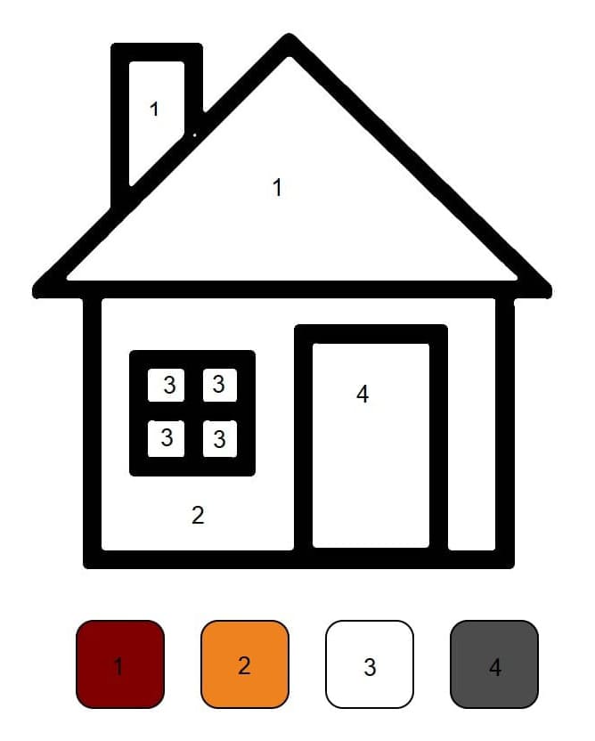 Simple House Color By Number