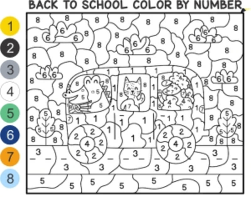 Animals back to school color by number Color By Number