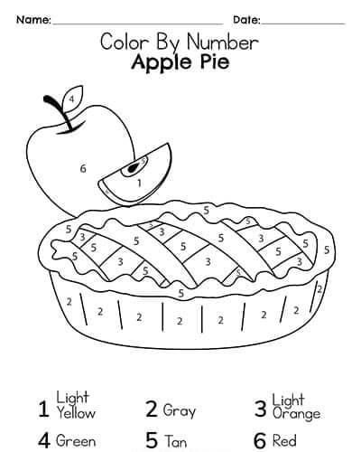 Apple Pie color by number