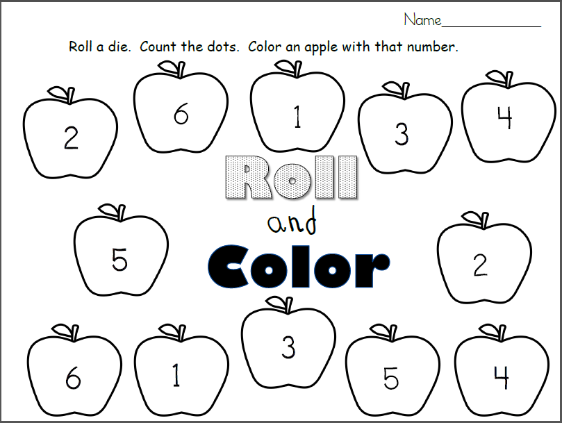 Apples Roll and Color color by number