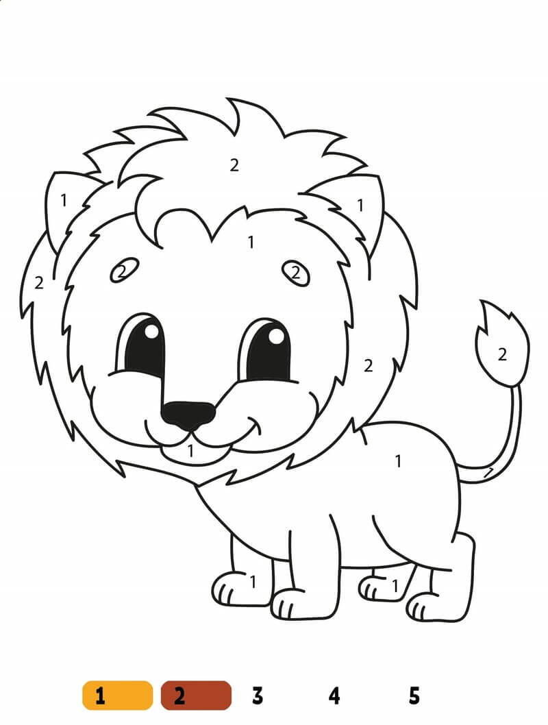 Baby Lion color by number Color By Number