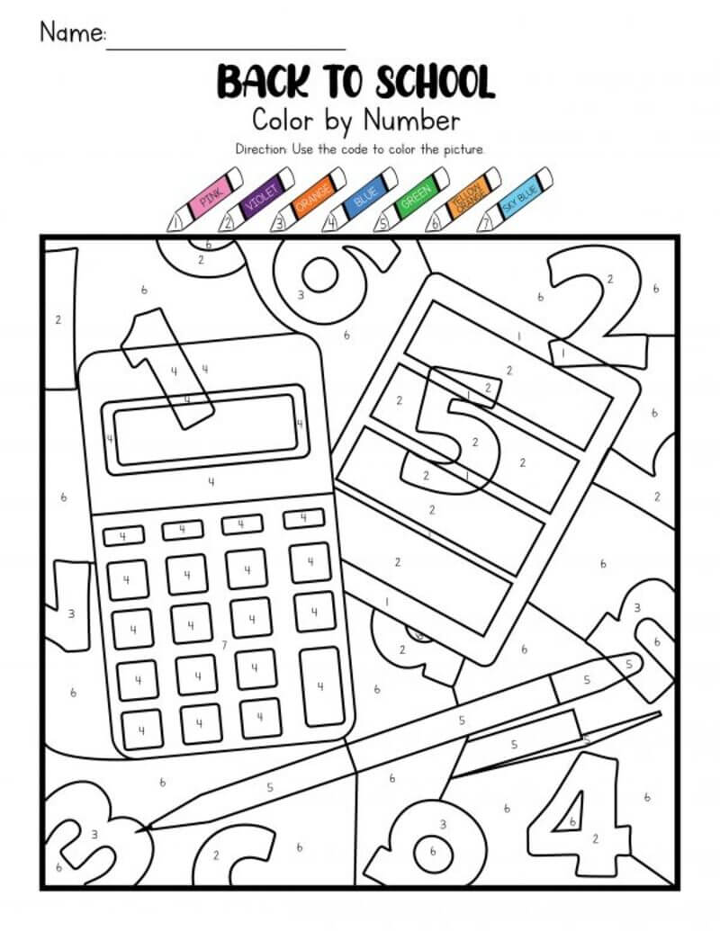 Back to school with calculator color by number Color By Number