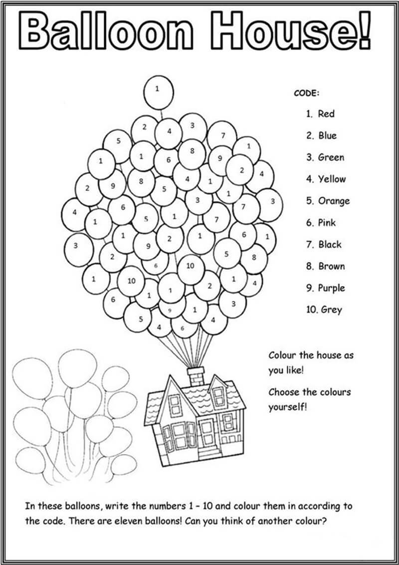 Ballon House color by number Color By Number