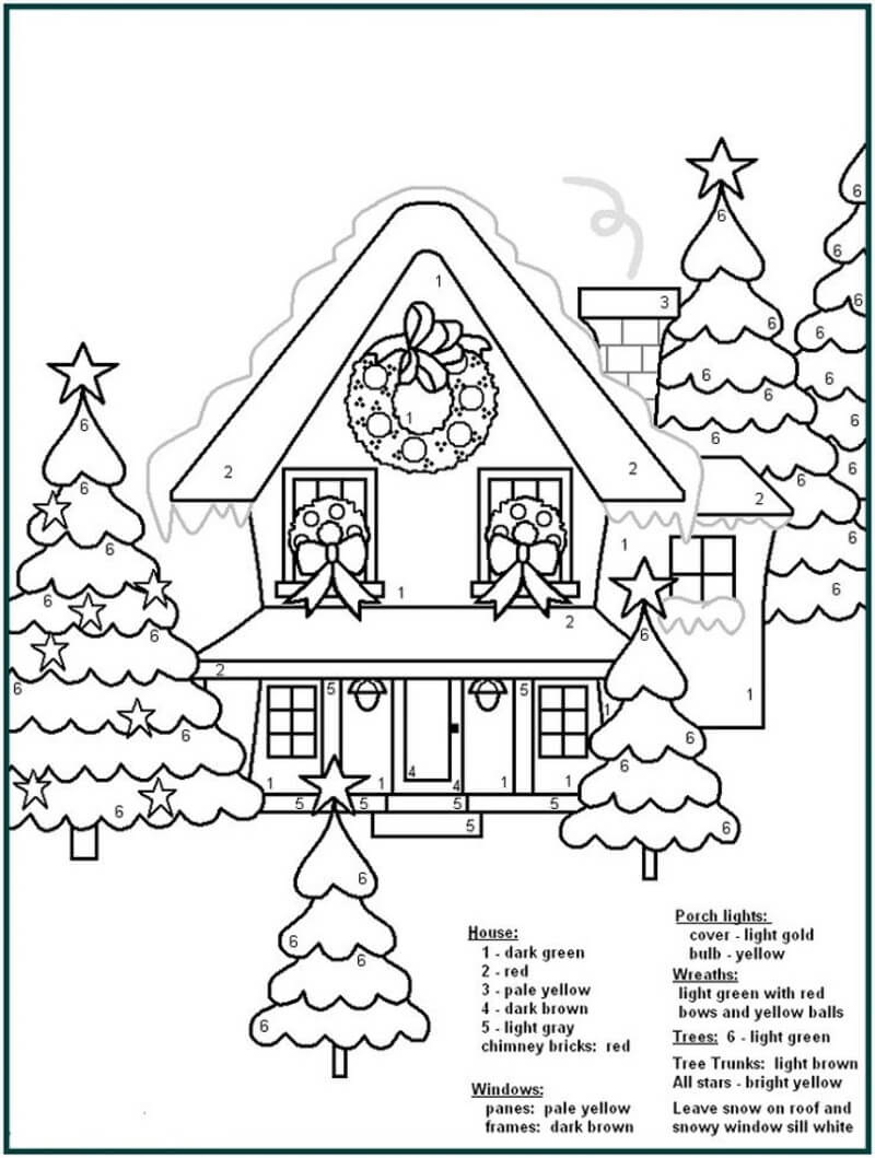 Big house in christmas day color by number Color By Number