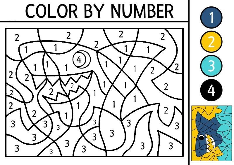 Blue Shark color by number Color By Number