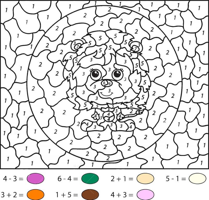 Cartoon Lion color by number