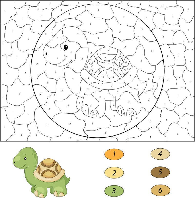 Cartoon Turtle color by number Color By Number