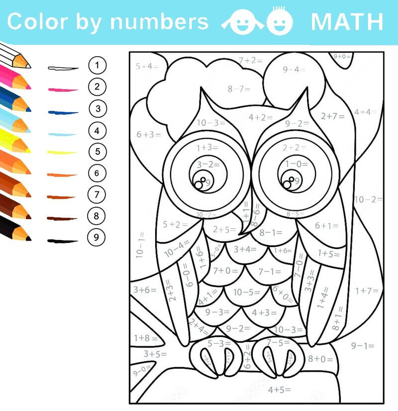 Colorful Owl color by number Color By Number