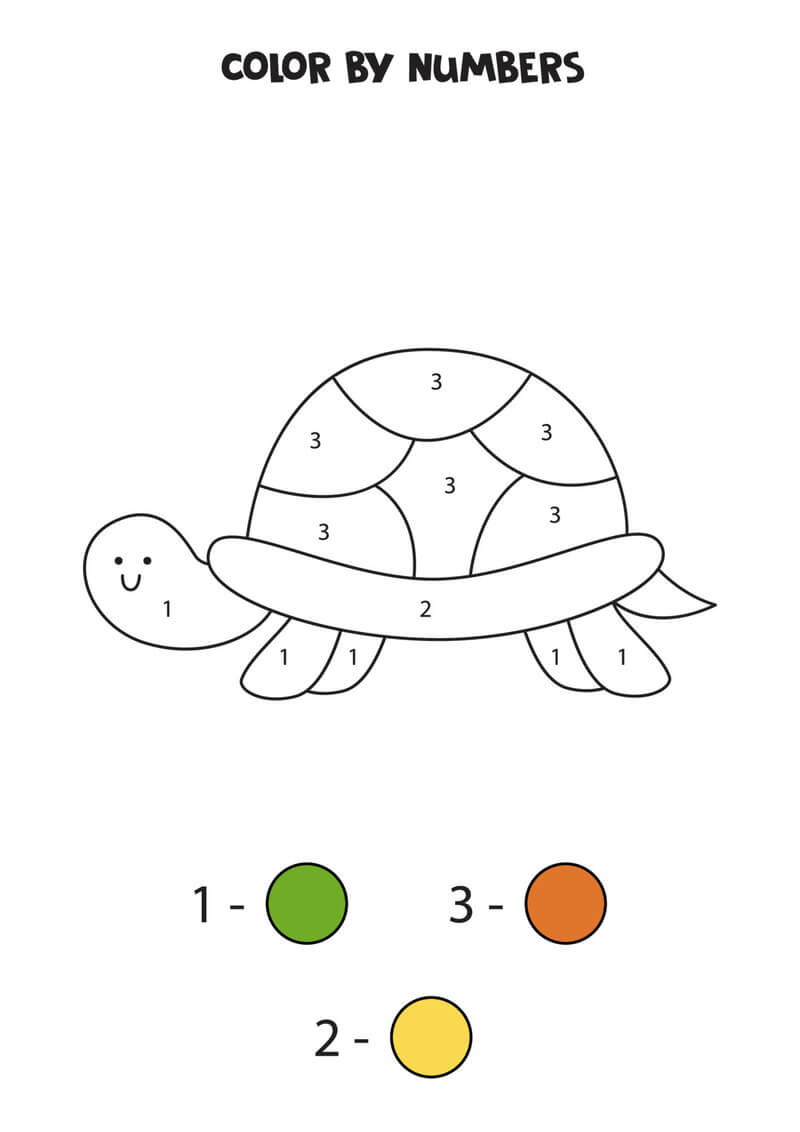 Cute cartoon Turtle color by number
